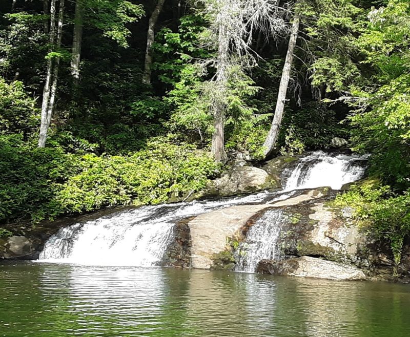 Lake Glenville waterfall in summer